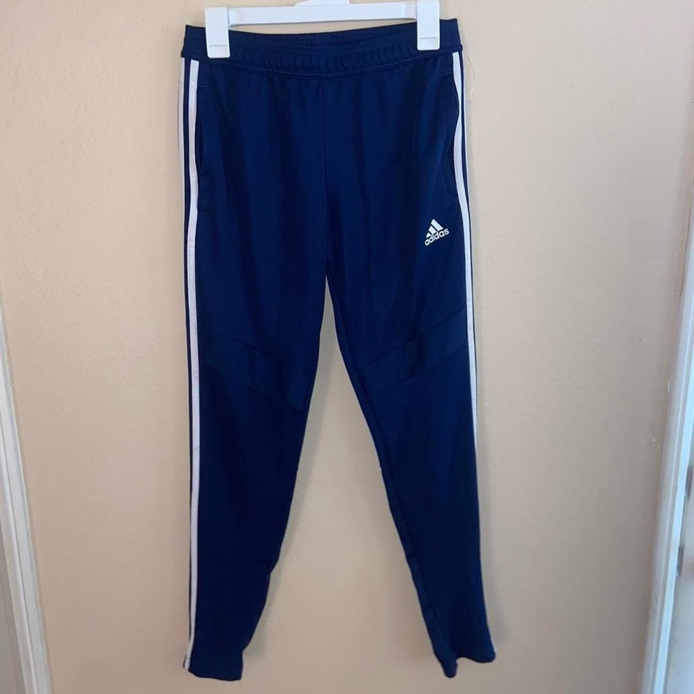 Adidas classic white striped sweats blue soccer style vintage slim retro joggers